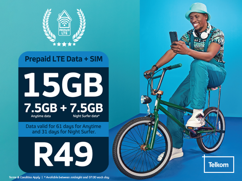 TelkomMYSIM's tweet photo. โจLIMITED TIME ONLY OFFERโจ
Stay connected with Telkom LTE 7.5GB+7.5GB + SIM for just R49. No contract. No credit checks. Get this deal now! #SmartcallStore https://t.co/cPZfpIc3me