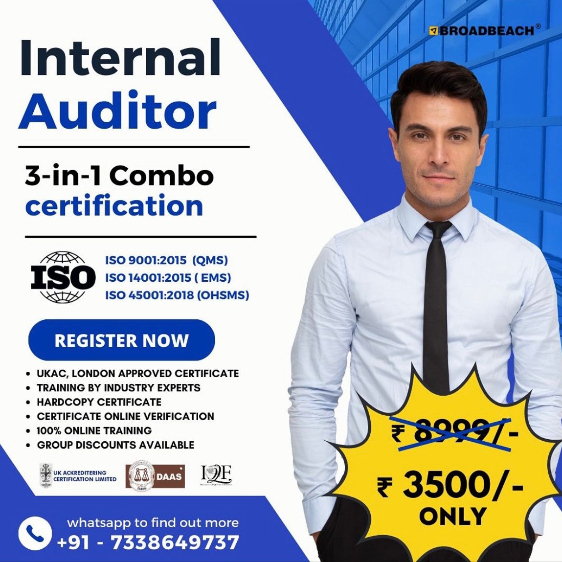 sonali_baddi's tweet photo. QUALITY - INTERNAL AUDITOR TRAINING ( ISO 9001+14001+45001)
Quality, Environment &amp; Safety Management Auditor

Discounted Price - ₹3500/- or $45 only
Contact - (+91) 7338649737
WhatsApp - https://t.co/zeZoQxwmTP

DATE : 27th November, 2022 https://t.co/mSJAM0GRM6