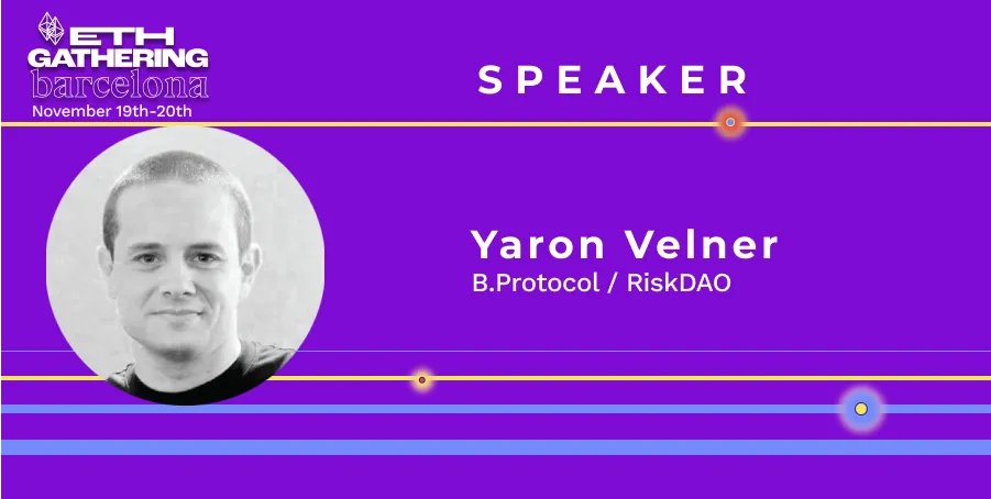 ethgathering's tweet image. 📣Announcement📣New Speaker⚡️
| Yaron Velner @yaron_velner from @bprotocoleth / @Risk_DAO will be sharing insights and knowledge @ethgathering in Barcelona⚡️November 19th-20th 2022⚡️
Tickets -&amp;gt; buff.ly/3DxcXvq 
#ethgathering