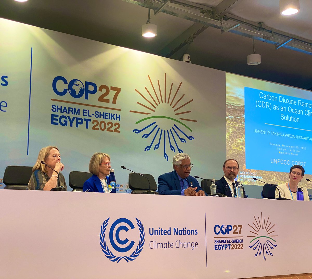 Here at #COP27 and #OceanPavilion with a talk today at 10:30 on 'Blue Climate Solutions: Considering the ocean's role in our path to net negative emissions' I will be sure to mention our new report on R&D priorities for ocean iron fertilization oceaniron.org/our-plan/ @WHOI