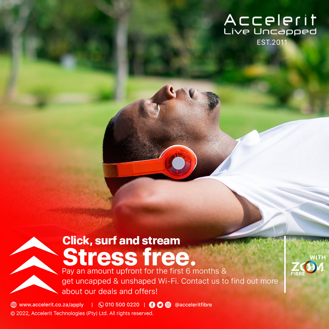 zoom_fibre's tweet photo. Pedal to the medal to get your @acceleritfibre on the @zoom_fibre network today!
Pay an amount upfront for the first 6 months. Get uncapped & unshaped Wi-Fi, don’t miss out on incredible deals.
Sign up now : https://t.co/DUD4e3q6CA
#ZoomFibre #AcceleritFibre https://t.co/hn494fhDKM