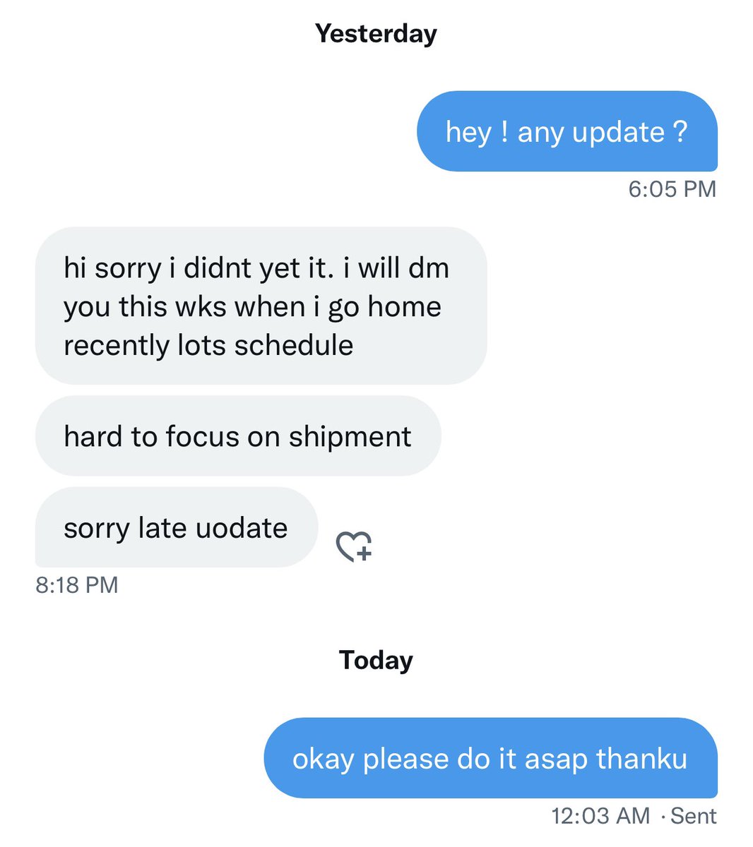 #hanyeolgoUP for the kaddy b6, supplier just message me (please read the photo attach). cant really do anything atm with the package. hopefully she will send it out soon!