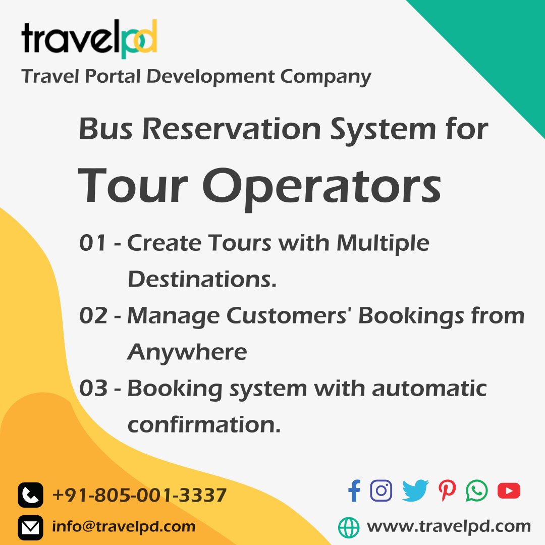 travelpdcompany's tweet image. Bus Reservation System  is an online #busbookingsoftware designed specifically for tour operators. It offers features such as online booking, customer management, and reporting.

For more info visit: bit.ly/3UHKqJE 

#travelwebsite #travelwebsitedevelopment #travelportal