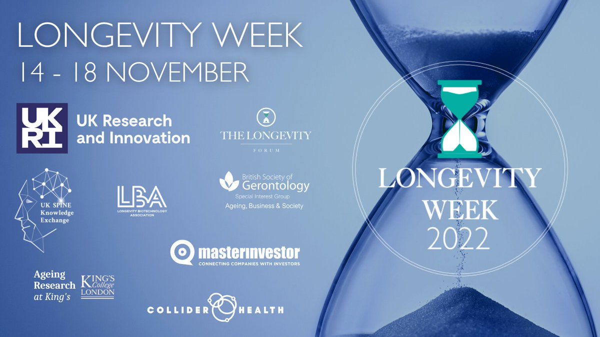 Longevity_Forum's tweet photo. What an incredible #LongevityWeek 2022 already!

Thank you to all our partners including:

@HealthyAgeingUK @masterinvestor @ColliderHealth @ARK_KCL @UK_SPINE @britgerontology @UKNICAofficial 

#Ageism #AgeingPopulation  #AgeingWorkforce #AgeingConsumers #LongevityEcosystem https://t.co/EM5bXf4ZVs