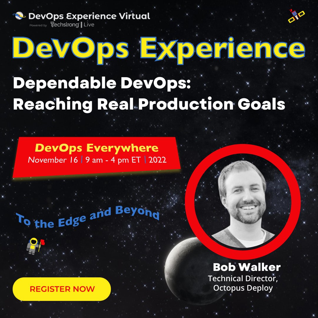 Octopus Deploy (@octopusdeploy) on Twitter photo Jump online with <a href="/_BobJWalker_/">Bob Walker</a> to explore the frontiers of #DevOps from the comfort of your favorite chair.
Bobās talk is from 12:45 PM to 1:00 PM ET.
Learn more and register here: bit.ly/3DfQPG3 #DevOpsExperience22 <a href="/devopsdotcom/">DevOps.com</a> Jump online with <a href="/_BobJWalker_/">Bob Walker</a> to explore the frontiers of #DevOps from the comfort of your favorite chair.
Bobās talk is from 12:45 PM to 1:00 PM ET.
Learn more and register here: bit.ly/3DfQPG3 #DevOpsExperience22 <a href="/devopsdotcom/">DevOps.com</a>