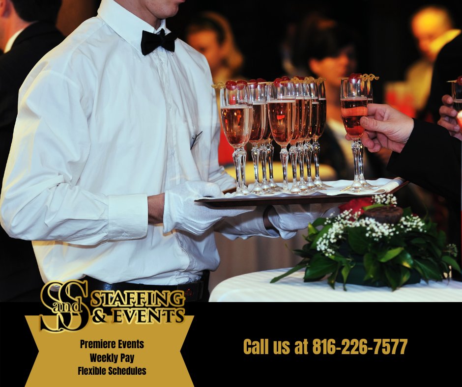Looking for some extra holiday funds? We have flexible PT shifts for Event Set-up Staff, Catering Staff, Servers, Cooks, BOH, and more!

Give us a call at 816-226-7577 or visit our website to apply. ss-staffingandevents.com/join-our-team