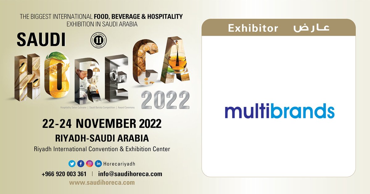 saudihoreca's tweet image. Meet #MultiBrands at #SaudiHoreca #Riyadh

Booth: A120
Category: #Foodservice #distributor

🗓 22 November 2022   ⏰ 4 - 10 pm
🗓 23-24 November 2022   ⏰ 2 - 10 pm
📍 Riyadh International Convention &amp;amp; Exhibition Center

Registration Link:
bit.ly/3DeVne8