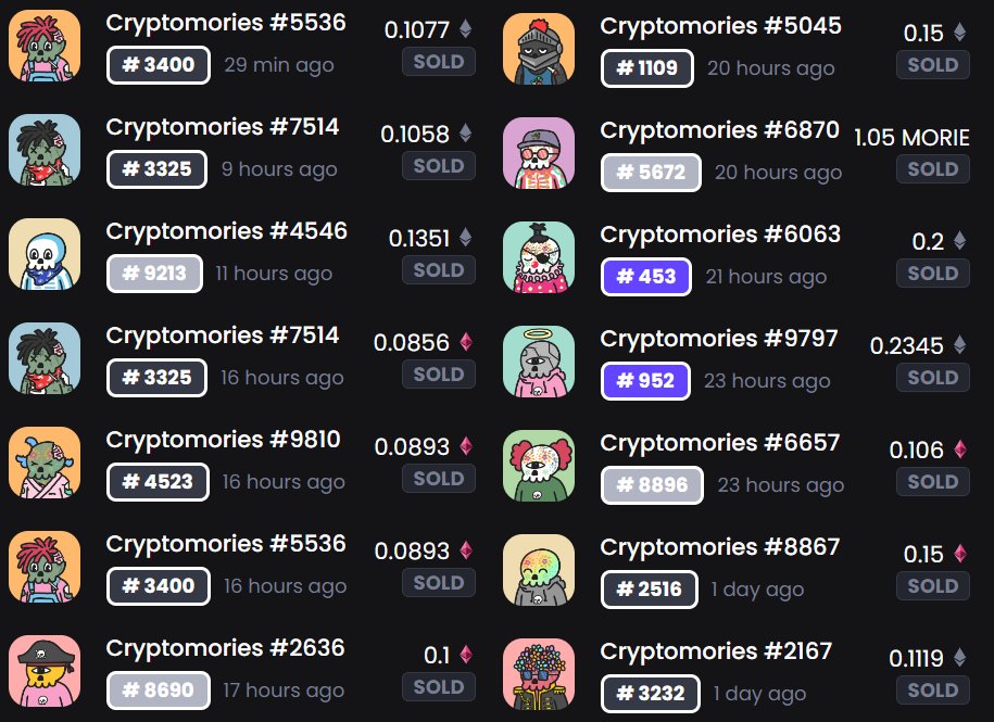 For the more distracted among the #FaMorie: two announcements incoming TOMORROW for the @CryptoMories. I expect updates on $POM and upcoming PC/Console games testing.

Sales keep streaming in. People positioning themselves before it gets dearer to buy in?

x.com/iwwon_official…