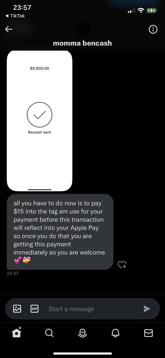 RubyRainn01's tweet photo. That’s not how Apple Pay works for one. Girlies do not let these scammers scam you 😘 https://t.co/aWnM8y1b4P