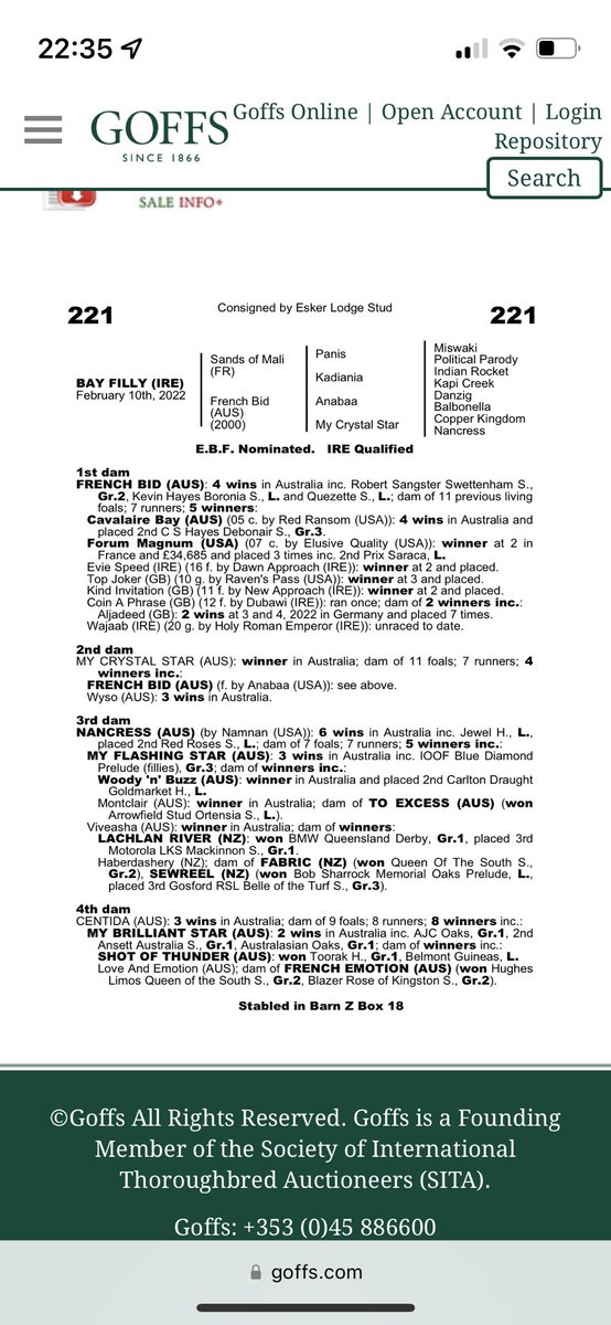 Delighted to secure lot 221 a Sands of Mali filly @Goffs1866 home safe and sound ⭐️