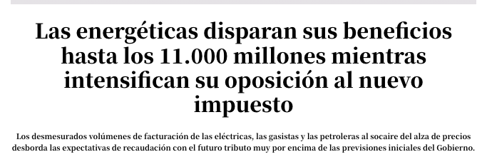 Gil_JavierGil's tweet photo. Dos noticias la misma semana:

📌Se duplica el número de hogares que no pueden mantener su vivienda cálida durante el invierno.

📌Las energéticas disparan sus beneficios hasta los 11.000 millones mientras intensifican su oposición al nuevo impuesto. https://t.co/vVROM5WyWn