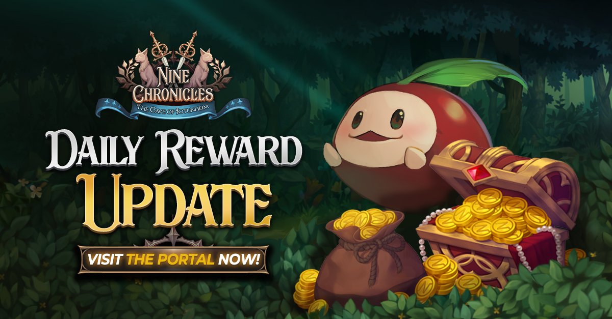 🤩#NineChronicles Daily Reward Portal has been updated! Higher the level, the more reward you get!🪙 🔥Keep up the good work, Adventurers!!🔥 Join our Discord for more!👉discord.gg/planetarium