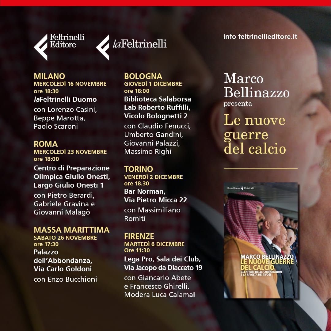 Oggi la prima presentazione Milano per "Le nuove guerre del calcio" <a href="/feltrinellied/">Feltrinelli Editore</a> 
Questi i prossimi appuntamenti.
Vi aspetto...