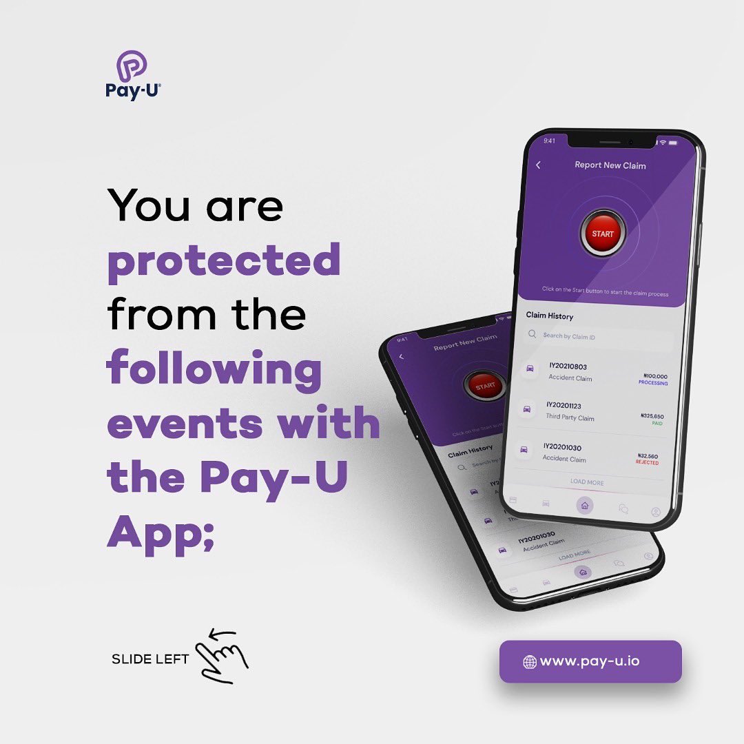 Pay_UTech's tweet image. You can pay-as-you-use on auto insurances when you turn ON your Pay-U App, and you are protected from the following;

- Theft
- Flood
- Fire

#comprehensiveautoinsurance #affordableautoinsurance #payasyouuseautoinsurance