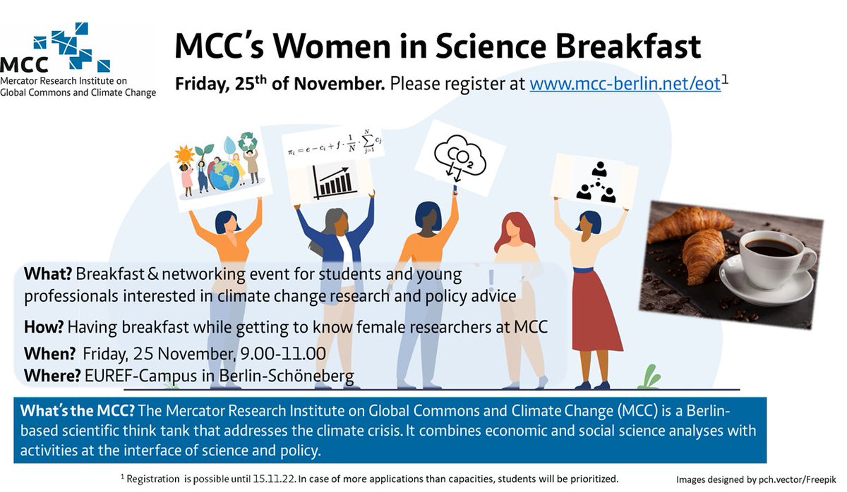 Brigitte Knopf (@brigitteknopf) on Twitter photo Invitation to <a href="/MCC_Berlin/">MCC Berlin</a>'s first Women's breakfast on 25 November, especially for female students & young professionals in the field of climate & environmental policy. It is about exchange and information on career opportunities at MCC. Registration: mcc-berlin.net/en/news/events… Invitation to <a href="/MCC_Berlin/">MCC Berlin</a>'s first Women's breakfast on 25 November, especially for female students & young professionals in the field of climate & environmental policy. It is about exchange and information on career opportunities at MCC. Registration: mcc-berlin.net/en/news/events…
