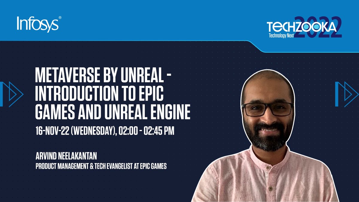 LifeAtInfy's tweet image. It can&apos;t get any better than this! Join us as @arvindsabaneel, Tech Evangelist, @UnrealEngine, @EpicGames in India/ASEAN, tells us all about the world of gaming, immersive 3D experiences &amp;amp; its plethora of possibilities in the #Metaverse. bit.ly/3AfgUTi #Techzooka2022