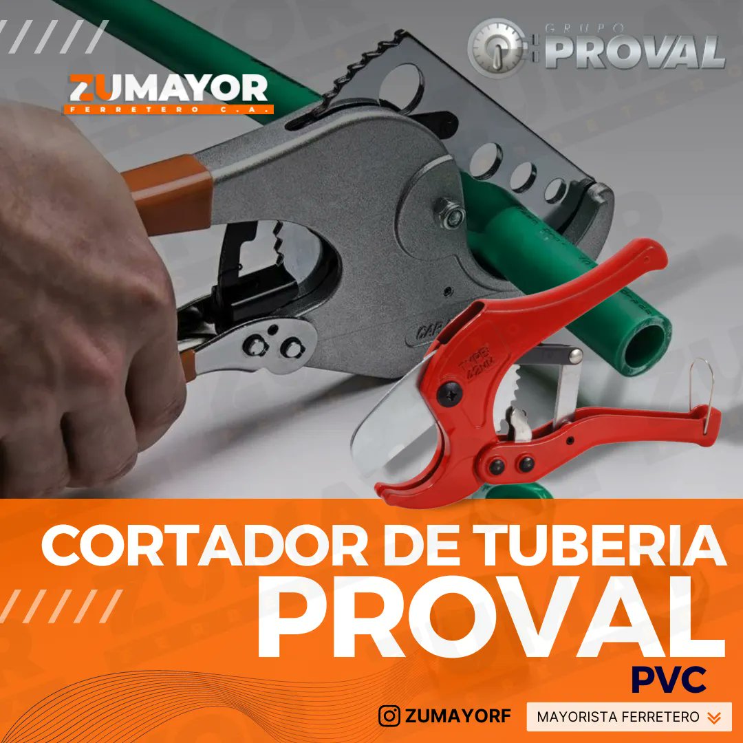 ZUmayorf's tweet photo. 𝑪𝒐𝒓𝒕𝒂𝒅𝒐𝒓 𝒅𝒆 𝑻𝒖𝒃𝒐𝒔 𝒅𝒆 𝑷𝑽𝑪 "𝑷𝑹𝑶𝑽𝑨𝑳" ✂️
☝️ Hay días en las que se necesitan hacer los trabajos rápido, pero eficiente, si lo tuyo es cortar #PVC entonces, considere usar nuestros #cortadores #proval ✂️👌

📲WhatsApp ( 0424-6823072)

#zumayor https://t.co/aewipuUJLg