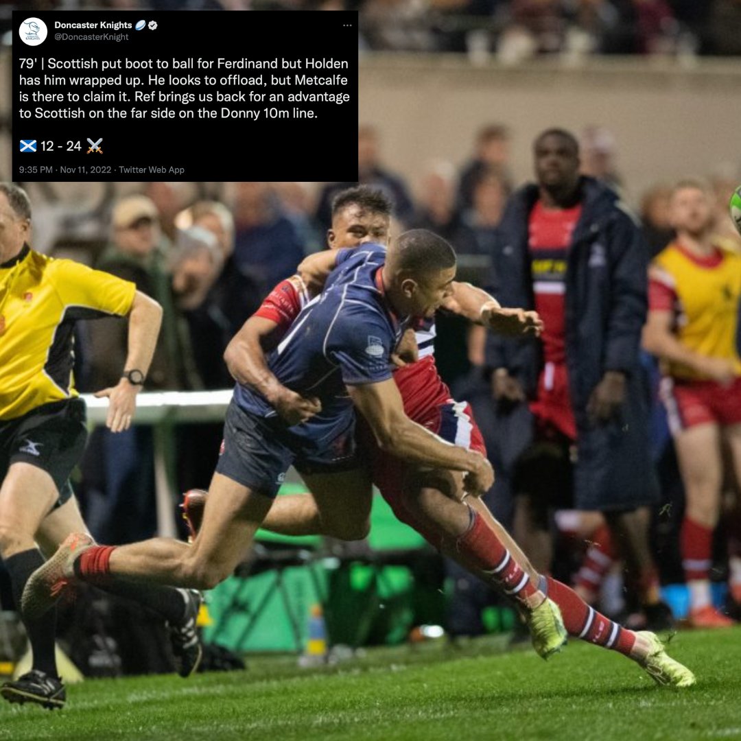 DoncasterKnight's tweet photo. 𝙎𝙣𝙖𝙥𝙨 🤝 𝙏𝙬𝙚𝙚𝙩𝙨

We're back with tying our game snaps to the tweets that tried to capture the action.

Here's 4️⃣ from our second Cup fixture, against London Scottish, last Friday night at the Richmond Athletic Ground. https://t.co/Sp8kBPMPne