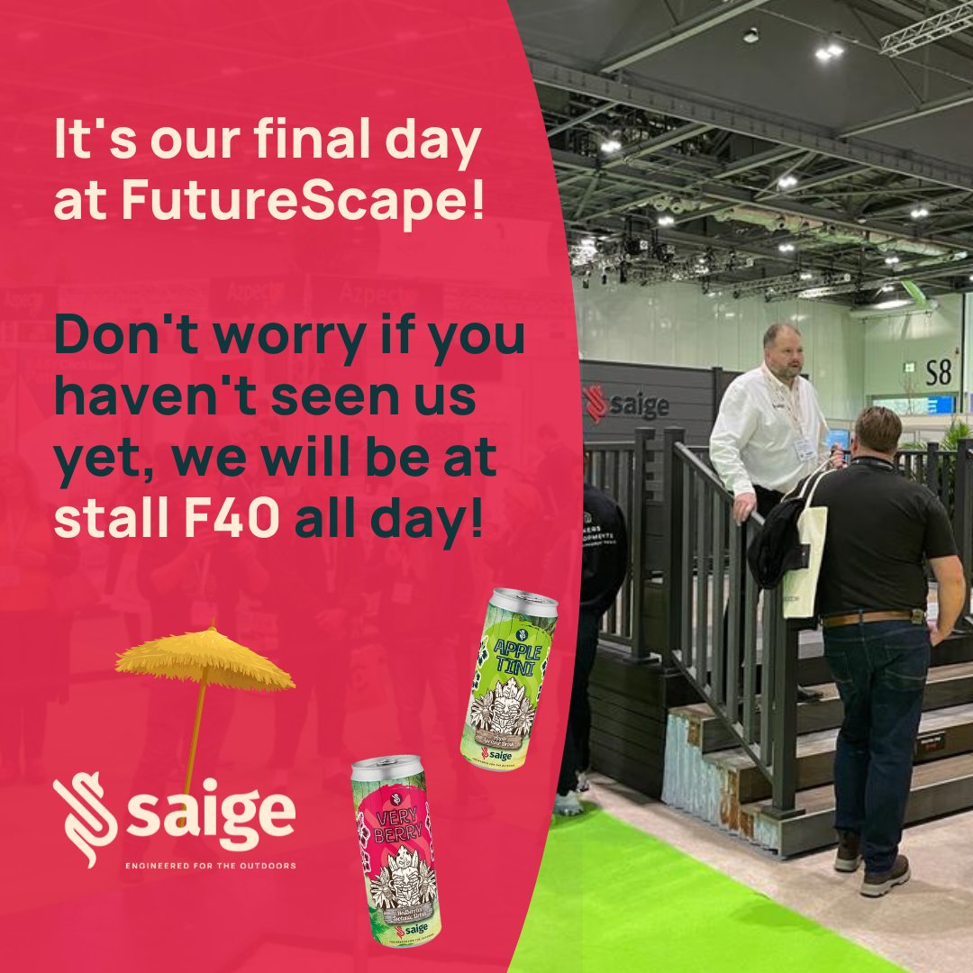 Second and final day of #FutureScape and it has been incredible!

If you haven't had a chance to see us yet, head over to stall F40 today - look for the #tiki theme!

Come for a #landscaping and #gardening #chat and a refreshing #drink with us!