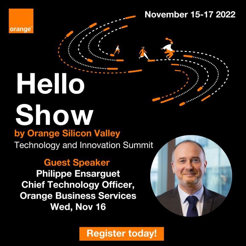 P_Ensarguet's tweet photo. Hey, I'm really excited to deliver today (8:05 AM PT / 5:05 PM CEST) the #HelloShow day 2 opening keynote "Crossing the chasm: Cloudifying Telco Network" of the dedicated #Technology and #Innovation summit organized from the valley by @Orange_SV๐https://t.co/aY9RDhXlZf https://t.co/hWxR7eEmwg
