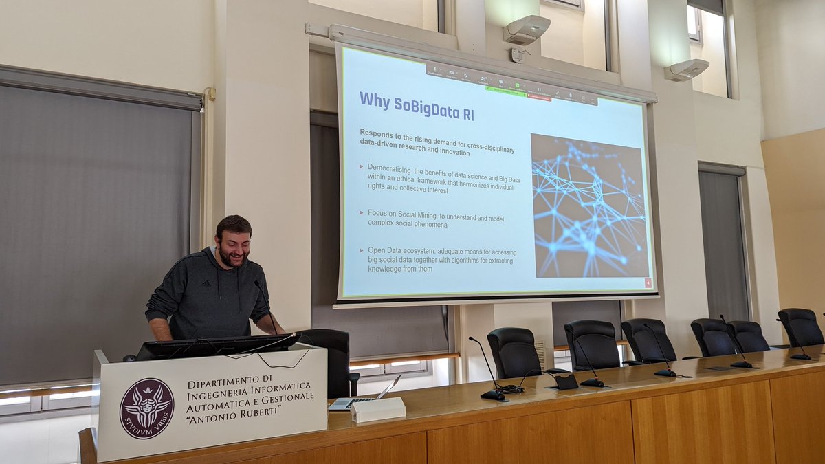 SoBigData's tweet image. The SoBigData.it PNRR Kick-off Meeting in Rome has just started, Roberto Trasarti is introducing the SoBigData #ResearchInfrastructure
#BigData #ArtificialIntelligence #AI #DeepLearning #MachineLearning
