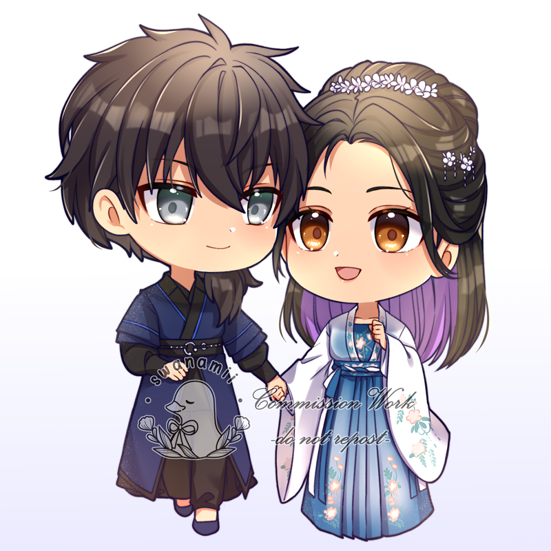 「Couple chibi commission for  ! Thank you」|🌼🦆 Namii ★ CommOpenのイラスト