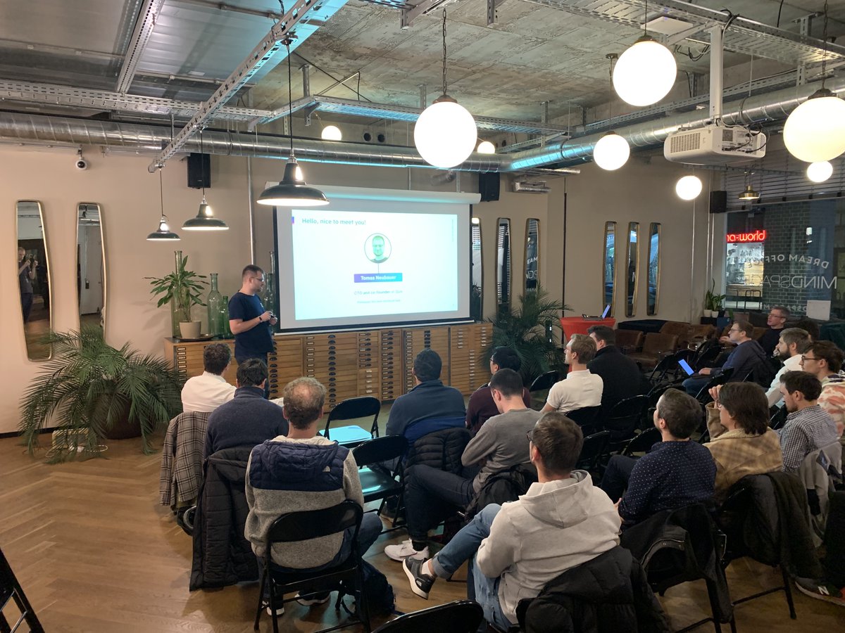 Quix_io's tweet photo. Another fun Stream Processing meetup last night in Munich 🎉! We were fortunate to have @Hellmar_Becker (@implydata) join us to speak about #apachedruid, #apachekafka, and #ksql. Our CTO @TomasNeubauer0 was on stage talking about real-time image processing with Kafka and Quix. https://t.co/1QwDQGKRRB