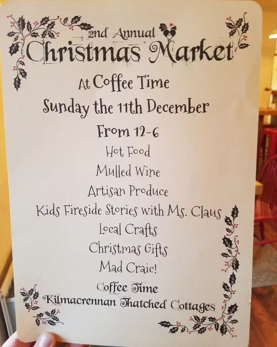 MilfordDRC's tweet photo. Delighted to have a stall again at the 2nd annual Coffee Time Christmas Market in #Kilmacrennan! Great day out for the whole family. We'll have our historical map prints &amp; Christmas cards for sale. Looking forward to seeing you there! #BuyDonegal https://t.co/eDDPxMp0EF