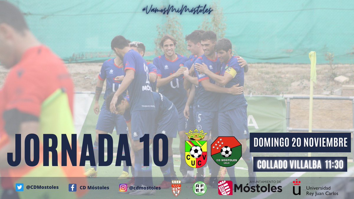 PRÓXIMO PARTIDO‼️

🗓 Domingo 20 de noviembre
⚔️ @cucvillalba
🏟 Collado Villalba
⏰ 11:30
🎟 10€ general | 5€ abonados CD Móstoles | 3€ mayores 65

Este fin de semana volvemos a la competición 🤩 con un objetivo:➕3.

#VamosMiMóstoles 🔵