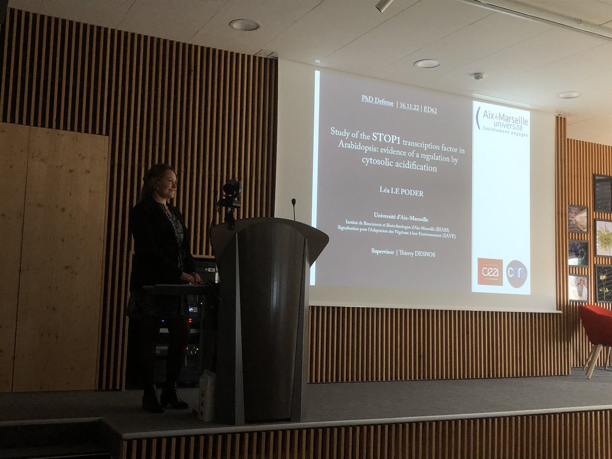 beamm_team's tweet photo. Léa Le Poder defends her PhD thesis on a transcription factor regulated by cytosolic acidification in Arabidopsis @BIAM_CdE @CEACadarache @univamu @CNRS https://t.co/rFsGTGIh18