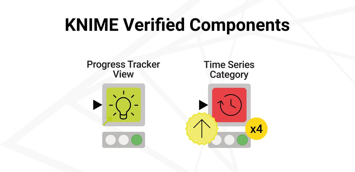 knime's tweet image. Check out the latest #KNIME #VerifiedComponents in the #guidedanalytics and #timeseries categories. Find out more at eu1.hubs.ly/H029tDt0

#datascience #opensource #lowcode #nocode #python