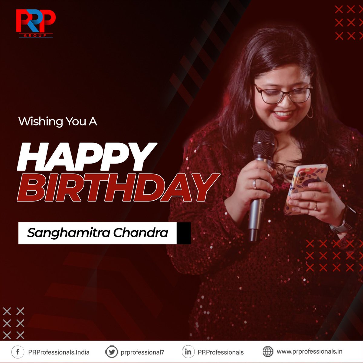 prprofessional7's tweet photo. Wishing #Sanghamitra_Chandra a very #HappyBirthday! May this birthday bring happiness and positivity for you. We wish you good luck and success in your future endeavors. 
@Sanghamitra11PR
#PRP #Happy_Birthday #Birthday #PRProfessionals #PRPTeam #PRPGroup #PRPCelebrates https://t.co/AFtmLInk7f