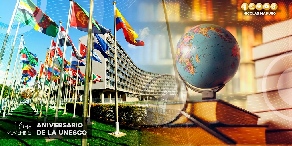 Desde Venezuela nos unimos a la celebración mundial por el aniversario de la <a href="/UNESCO/">UNESCO 🏛️ #Education #Sciences #Culture 🇺🇳</a>, aplaudimos la admirable labor de esta institución, y ratificamos nuestro compromiso de continuar trabajando de la mano, en favor de la Paz.