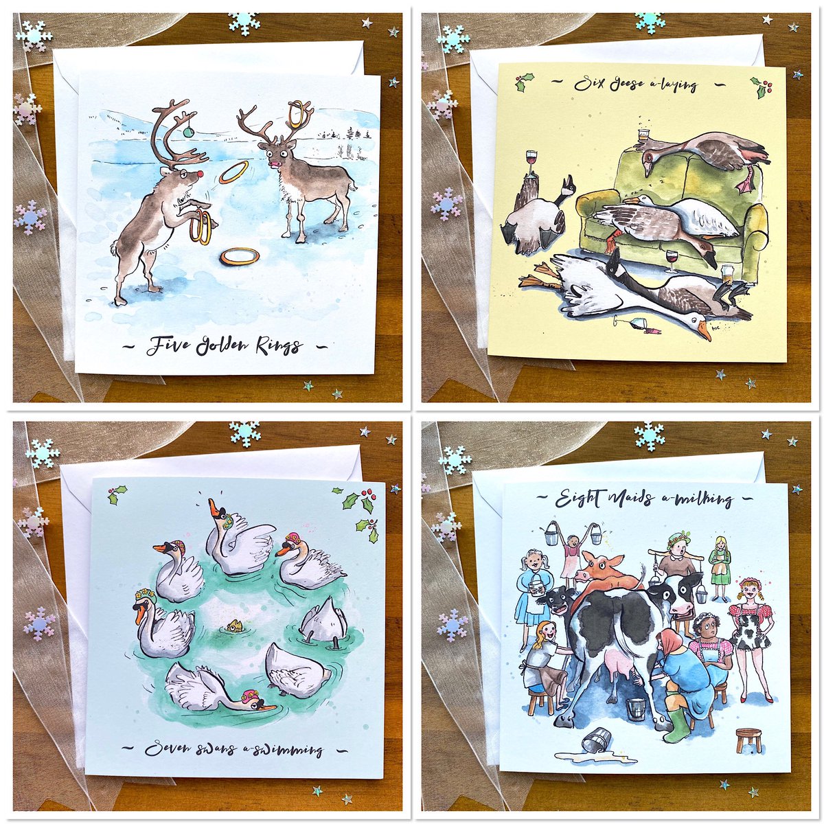 Luci_Power's tweet photo. I’ve never found it easy to find cards with the right blend of wholesome and humour, so I made some!  
Wanna see how some of them turned out? It’s been a Labour of love - comments welcome

#christmas2022 #Christmascards #Imadethemmyself #EtsySeller https://t.co/7wqF9MmAZi
