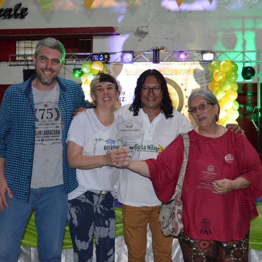 MilagrosaRadio's tweet photo. El Comedor y Merendero Jorgito y el Club Larrazabal se quedaron con los "Premios Rodolfo Walsh"por la comuna 8 y 9 respectivamente. 
Además ambas organizaciones fueron premiadas con el galardón "Destacados del Año" que otorga La Milagrosa Radio en su fiesta aniversario. https://t.co/2QFpPBpuNF