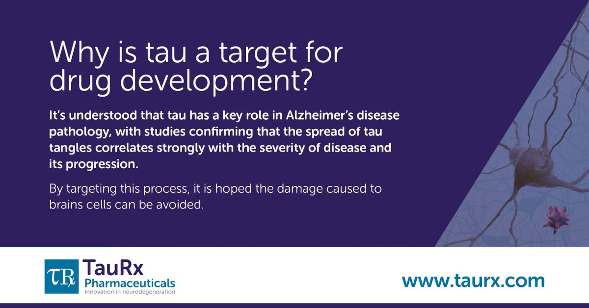 TauRx's tweet photo. TauRx is a global leader in tau-based research for Alzheimer’s disease.
But why is tau the target of our research? Read today’s #TauFact to find out ⬇️
Learn more about how this relates to the work we do at https://t.co/M4QGggabmh
#TheTimeForTauIsNow #Dementia #Alzheimers https://t.co/rmcsQNpfHA