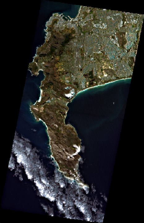 Glennwithtwons's tweet photo. mmm... a juicy first look at hyperspectral data for Cape Town from @DLR_SpaceAgency EnMAP. This is a mosaic of 2 images from Sep 2022. And a sample spectrum from the top of Table Mountain #remotesensing @nasa_bioscape https://t.co/6iMefyZjAb