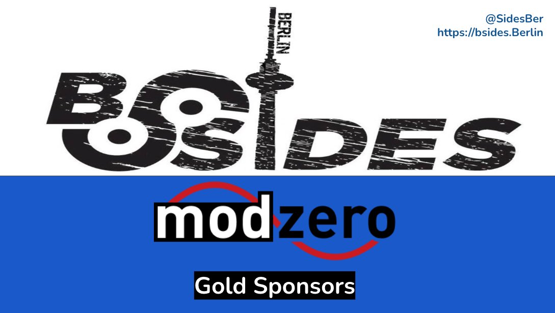 BSides Berlin (@sidesber) on Twitter photo We are excited to welcome onboard <a href="/mod0/">@modzero@infosec.exchange</a> as our Gold Sponsors this year!
Register at bsides.berlin for one of the last remaining in-person tickets.
#BSidesBerlin #appsec #infosec #BSides" We are excited to welcome onboard <a href="/mod0/">@modzero@infosec.exchange</a> as our Gold Sponsors this year!
Register at bsides.berlin for one of the last remaining in-person tickets.
#BSidesBerlin #appsec #infosec #BSides"