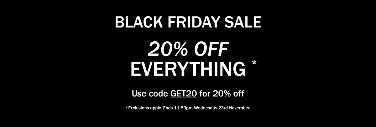 jonnyssister's tweet photo. Our #BlackFriday sale is here🎉

Use code GET20 for 20% off EVERYTHING

https://t.co/Hgq2lN4yXw

#sale https://t.co/VUQ47UrEhP
