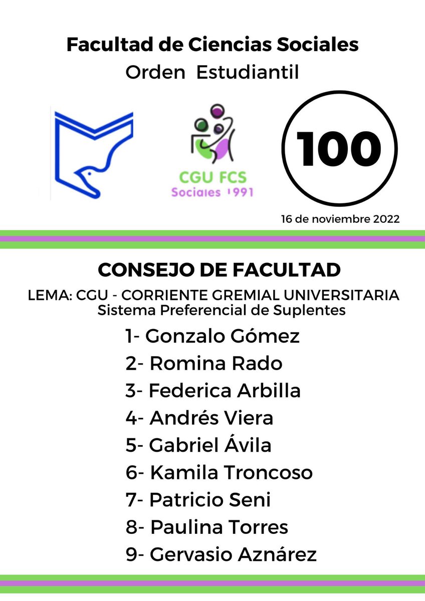 CentralCgu's tweet photo. Es HOY!!!

Nuestras listas para estas Elecciones Universitarias https://t.co/8UW7BBPmCh