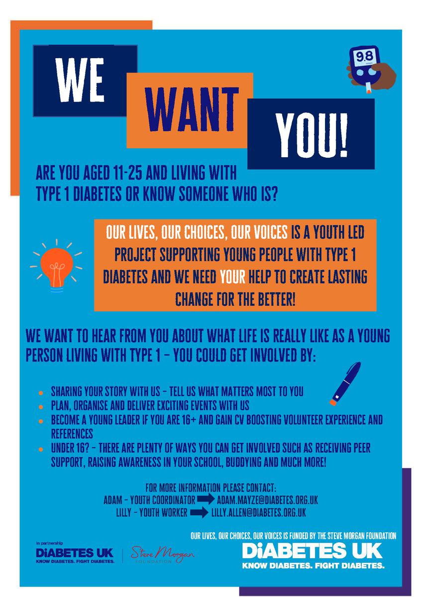 DiabetesUKMidsE's tweet photo. Calling all 11-25βs living with type 1 #diabetes in the #Midlands and #EastofEngland β We want to hear from youβ Contact our youth team for more info on how you or someone you know could get involvedπ
#Type1Diabetes #youthwork #OLOCOV #typeonederful #type1diabetesawareness https://t.co/ThWeCXBWqG