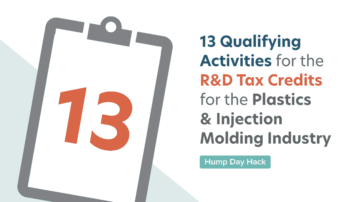 EngineeredTax's tweet photo. Whether they know it or not, most businesses in the injection molding industry undergo at least 1 of these 13 activities to qualify for Research & Development tax credits.
🐫 https://t.co/GZacESzURf
#HumpDayHack #Plastics #InjectionMolding #Molding #RDTaxCredits https://t.co/OiALGFsYMV