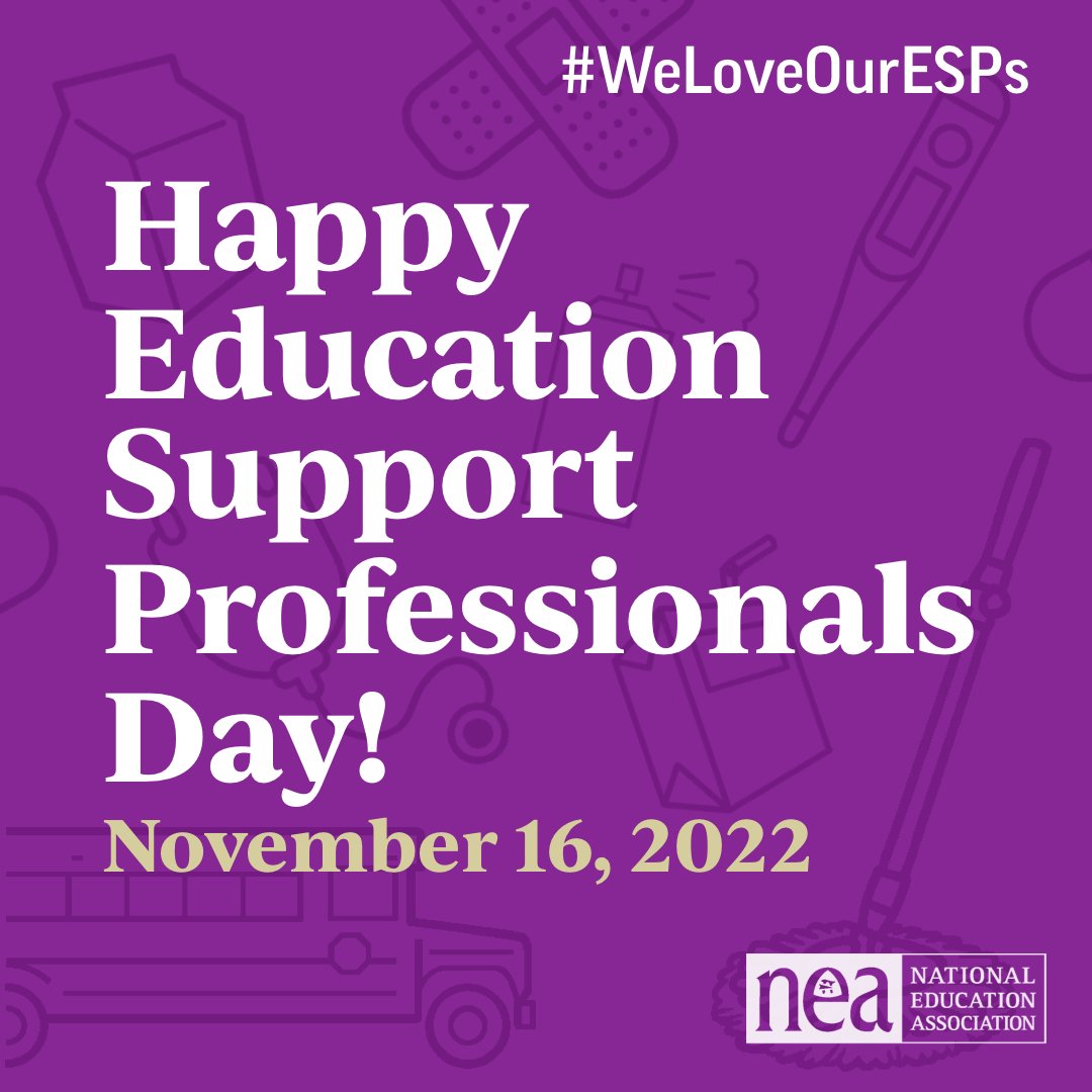 Remember to take a moment today to thank the incredible people who keep our schools running, and our students safe and learning. #WeLoveOurESPs, and they should know that! @NEArESPect