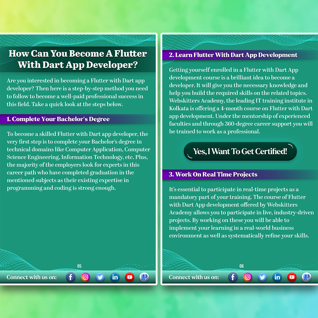 WebSkitters_Edu's tweet image. Learn Flutter with Dart (bit.ly/3AlTgV4) and give new wings to your career. This Ebook contains every information you need to know about this career. 
Download it and check it out. 

#WebskittersAcademy #FlutterWithDart #ebook #ebookonflutterwithdart #shapeyourcareer