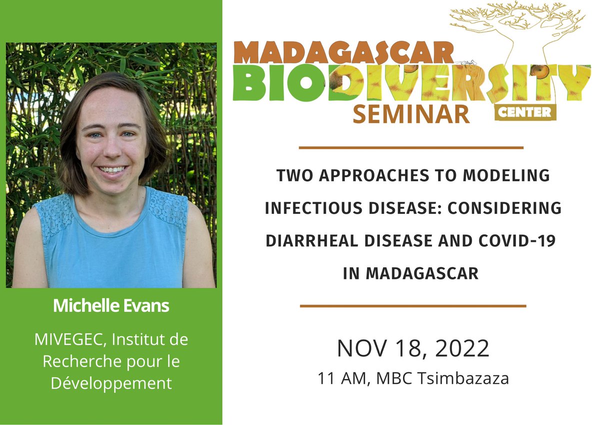Madagascar Biodiversity Center (@mbc_madagascar) on Twitter photo 🔔🔔🔔 An another fantastic speaker, <a href="/MichelleEvans/">Michelle Evans</a> will talk about modeling infectious disease for our next seminar on Friday.
📅 Friday, November 18⏱️11AM
📌MBC Tsimbazaza
Zoom link: uwmadison.zoom.us/j/96651580642
Join us it is free 🔔🔔🔔 An another fantastic speaker, <a href="/MichelleEvans/">Michelle Evans</a> will talk about modeling infectious disease for our next seminar on Friday.
📅 Friday, November 18⏱️11AM
📌MBC Tsimbazaza
Zoom link: uwmadison.zoom.us/j/96651580642
Join us it is free