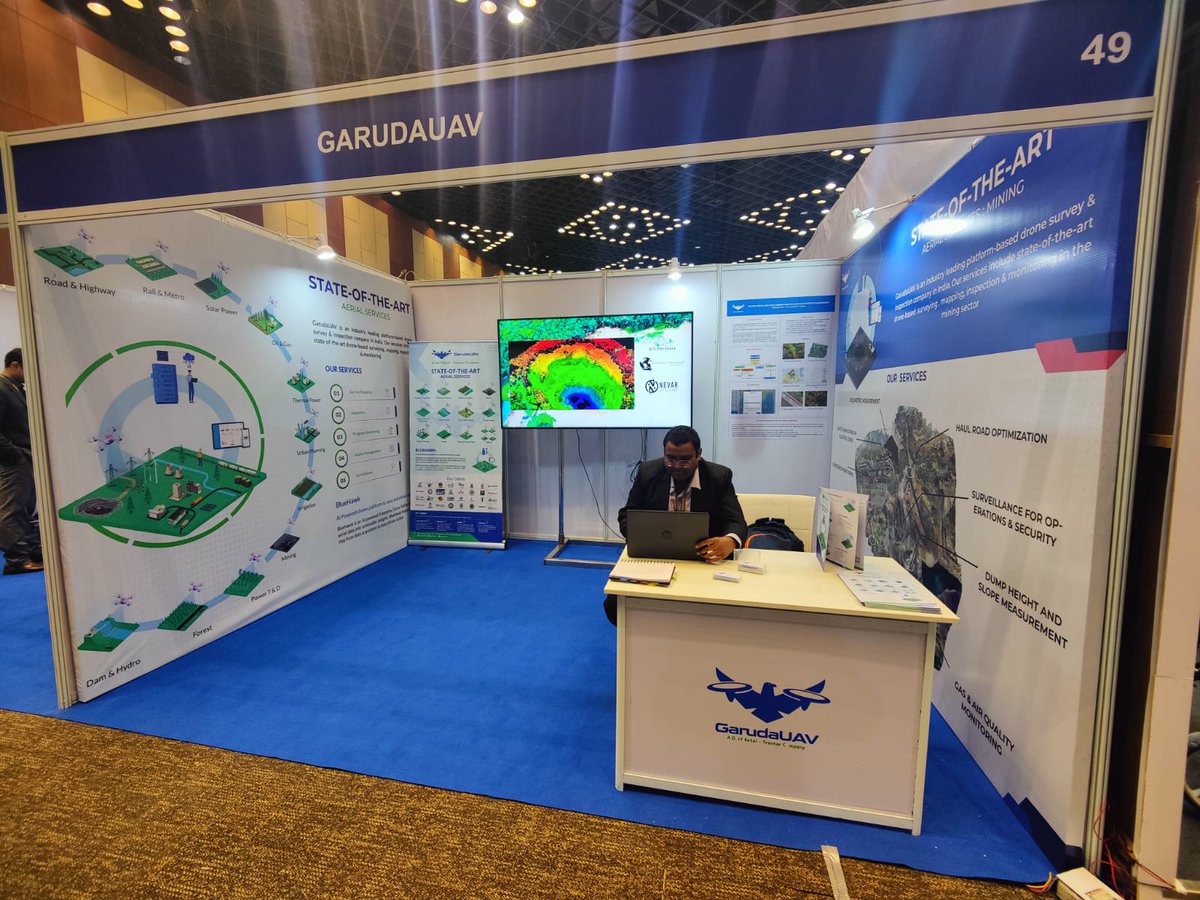 garudauav's tweet photo. Here are some snippets of our stall at the HICC Hyderabad on the occasion of Geosmart India 2022. #india #geospatial #geospatialdata #geospatialtechnology #geospatialbydefault #geosmart #daas #saas #ai #drones #dronesurvey #dronemapping https://t.co/aiEfbW8xvm