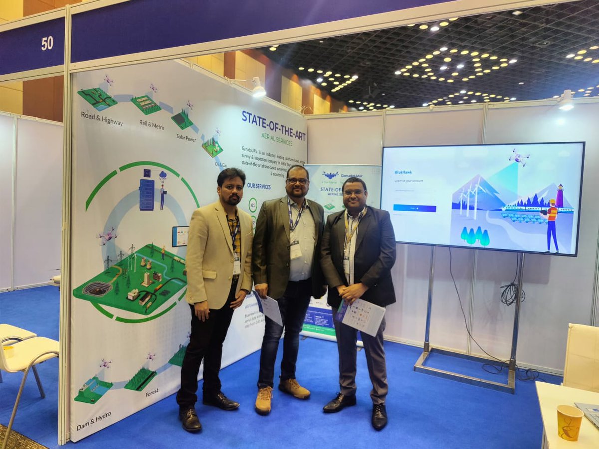 garudauav's tweet photo. Here are some snippets of our stall at the HICC Hyderabad on the occasion of Geosmart India 2022. #india #geospatial #geospatialdata #geospatialtechnology #geospatialbydefault #geosmart #daas #saas #ai #drones #dronesurvey #dronemapping https://t.co/aiEfbW8xvm