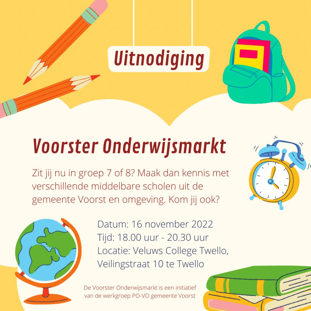 Vanavond is de Voorster Onderwijsmarkt! Kom je ook? #ponaarvo #gemeentevoorst #po #komnaartwello