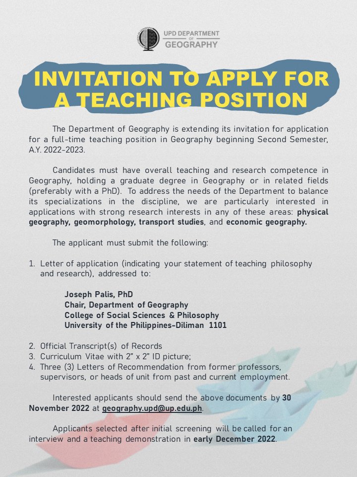 UP Diliman Department of Geography tweet media