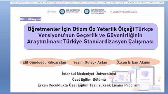 Özel Eğitim Bölümü öğretim üyemiz Prof. Dr. Yeşim Güleç Aslan 32. Özel Eğitim Kongresine farklı öğretim elemanları ve yüksek lisans öğrencileriyle birlikte yer aldığı sözel bildirilerle katıldı.